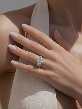 🆕 Piatella Women’s ring, 2 carat cut, side accents , 14k gold plated setti…